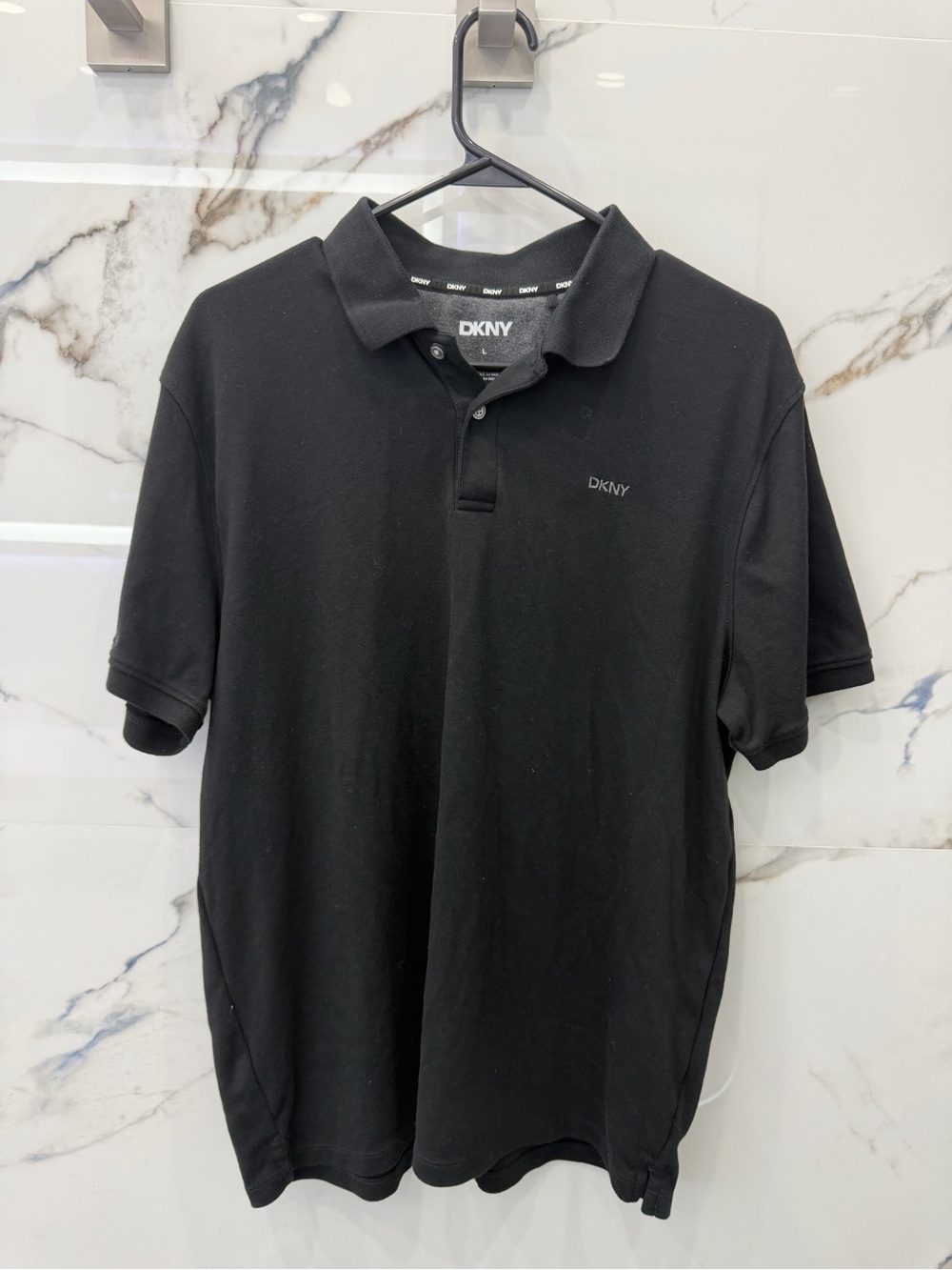 DKNY Men's Black Polo with Subtle Logo